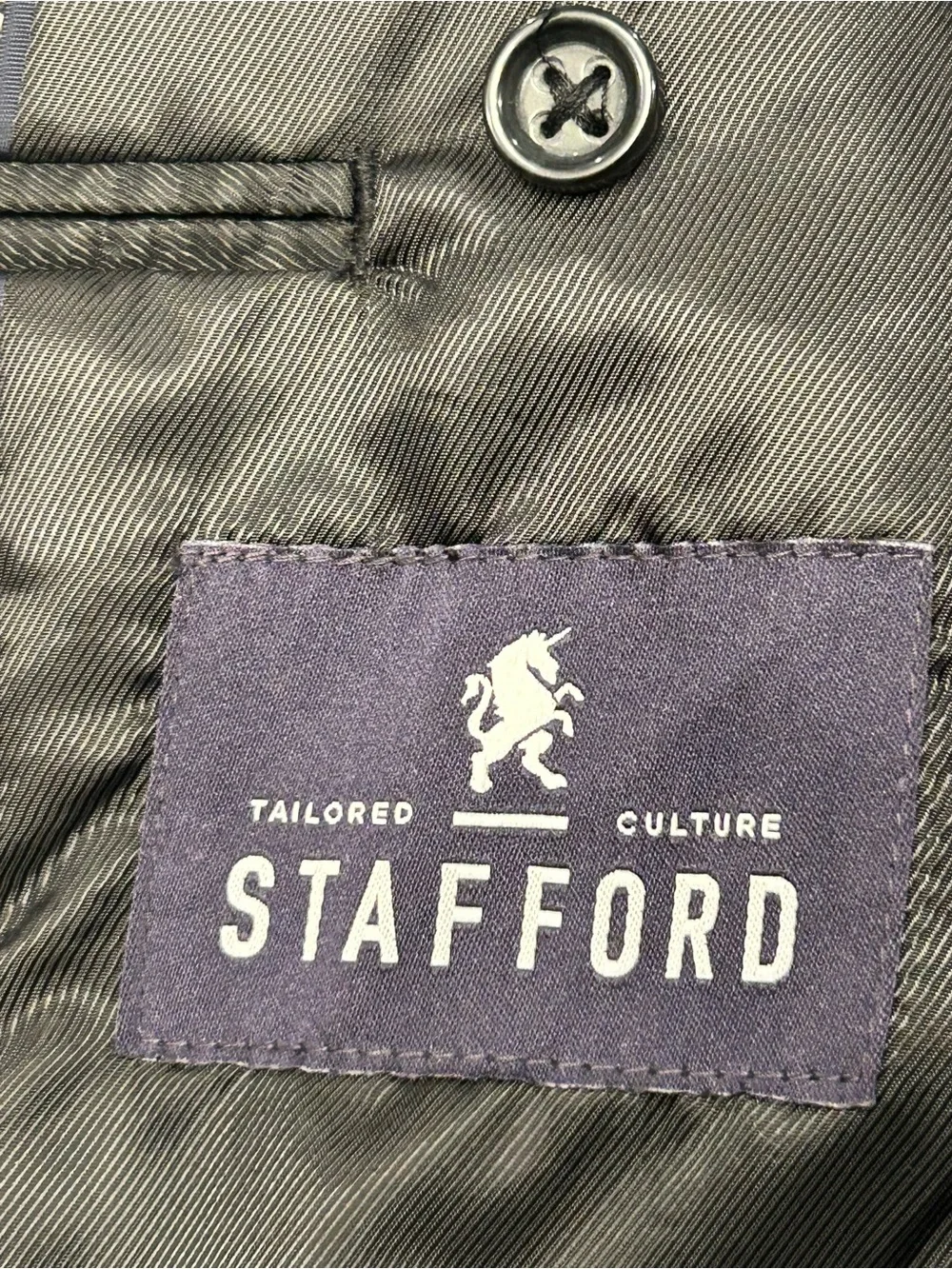 Stafford Merino Wool Gray Black White Men’s 2-Button Sport Coat 50R Classic Fit‎